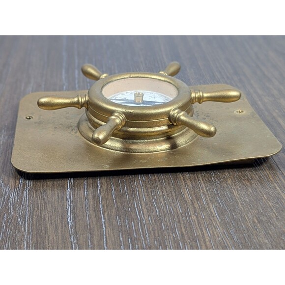 VTG Brass Ship Wheel Compass Floating Dial Maritime Collectible Sailing Boating - Picture 6 of 8
